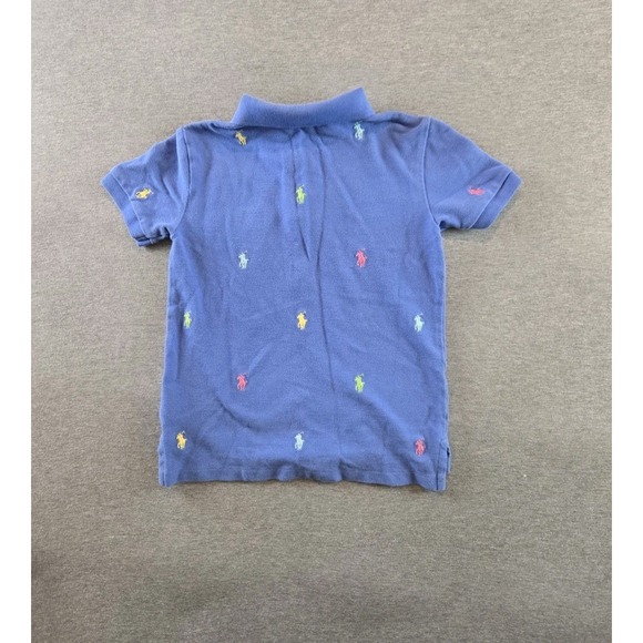 Polo Ralph Lauren Shirt Boys 6 Blue Colorful AOP Pony Short Sleeve Preppy - Picture 3 of 9